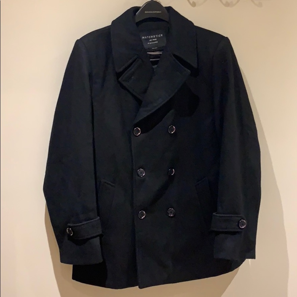 Men’s wool pea coat.  New